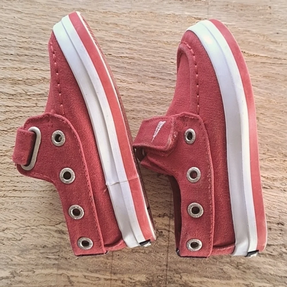 Nautica Baby Infant Velcro Strap Red Causal Loafers Nautical Boat Shoes